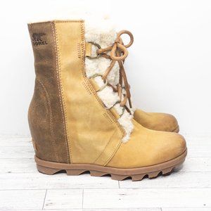 SOREL Women’s Joan of Arctic Wedge II Shearling Boot TAN SIZE 8.5